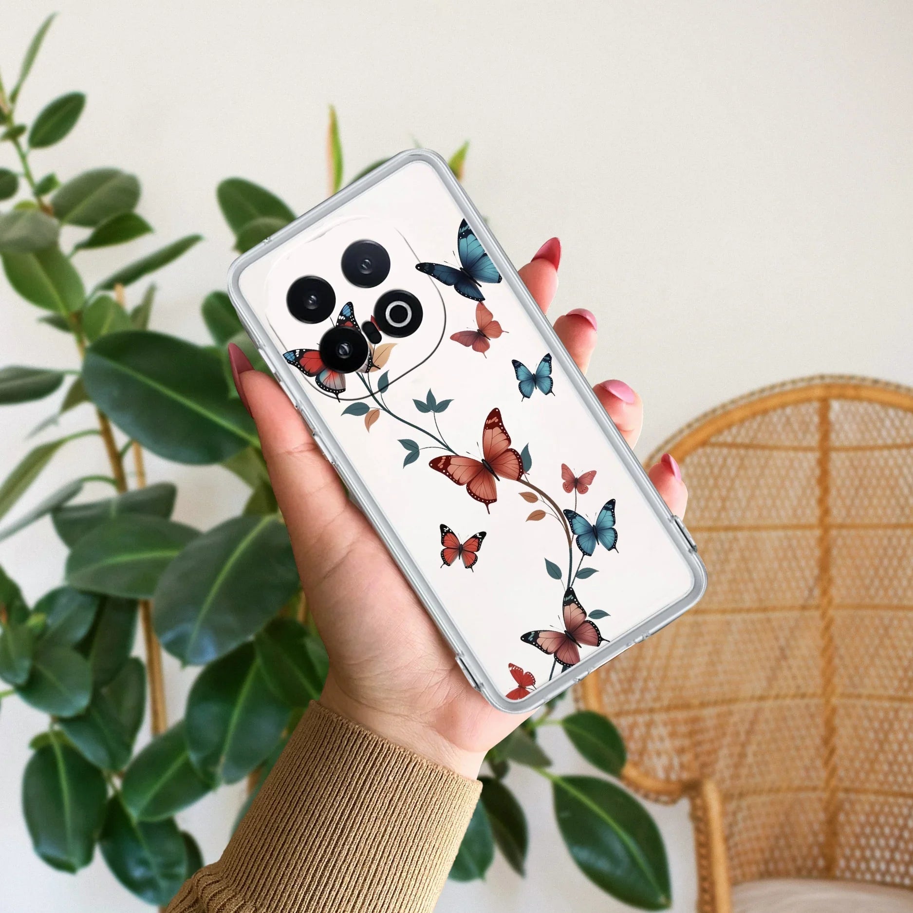 Butterfly Floral Design Transparent Silicon Case For iQOO 13 5G