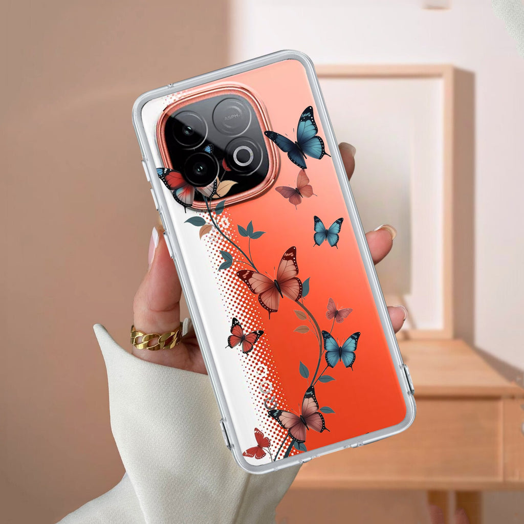 Butterfly Floral Design Transparent Silicon Case For iQOO Neo 10 5G