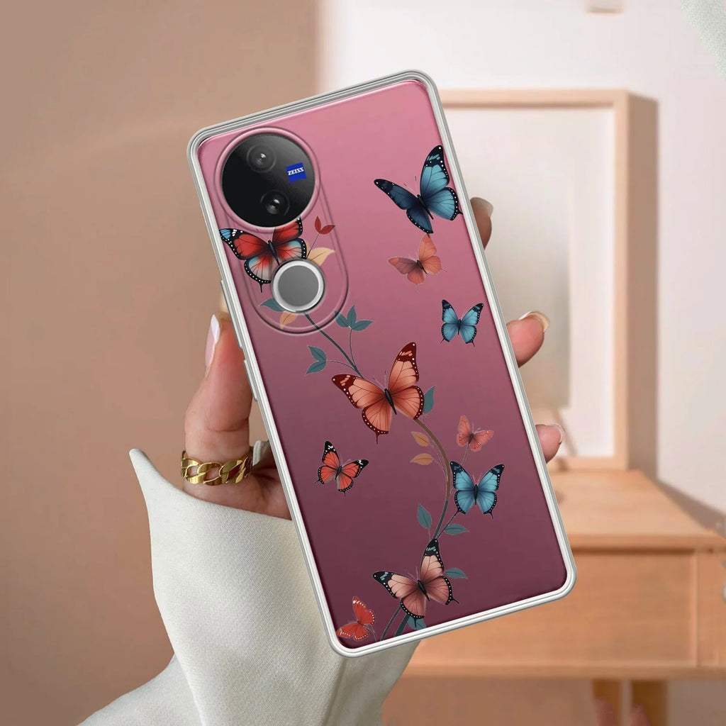 Butterfly Floral Design Transparent Silicon Case For iQOO Z10R 5G