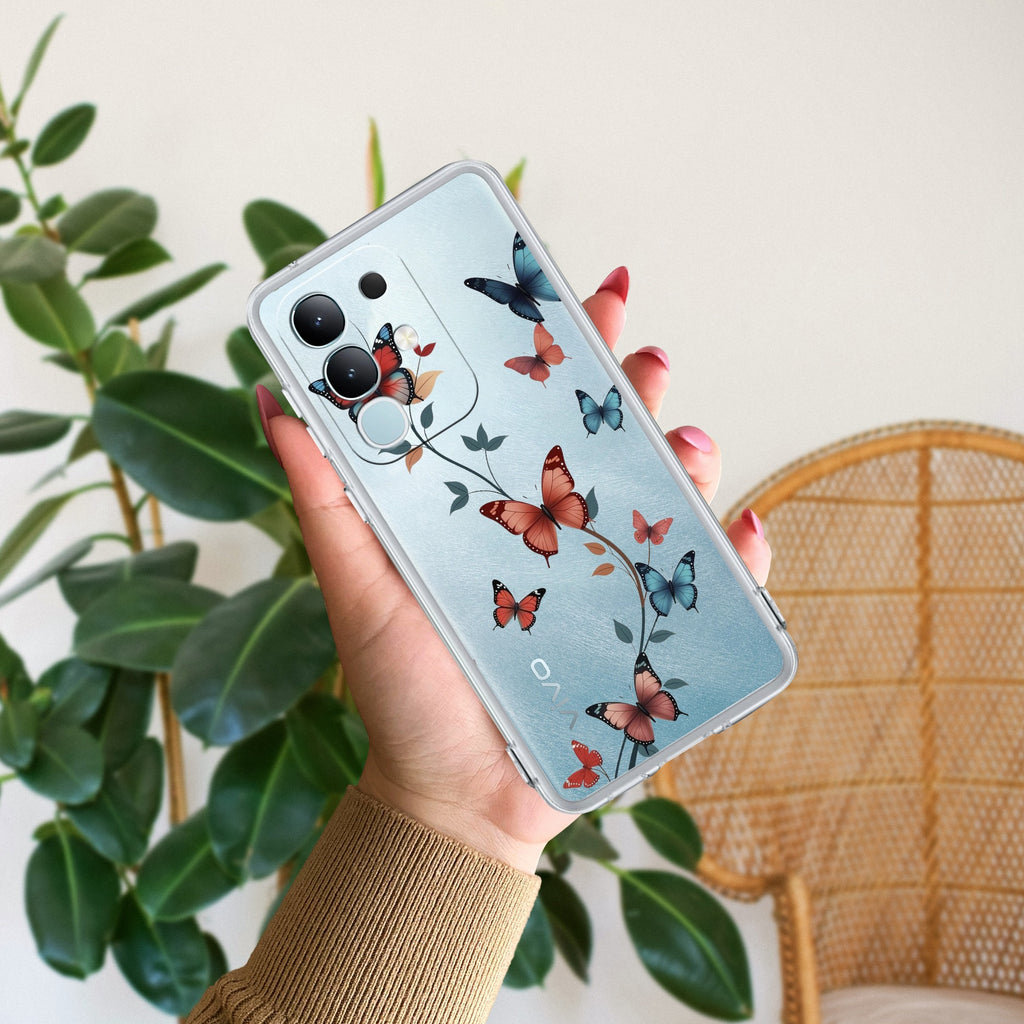 Butterfly Floral Design Transparent Silicon Case For iQOO Z10x 5G