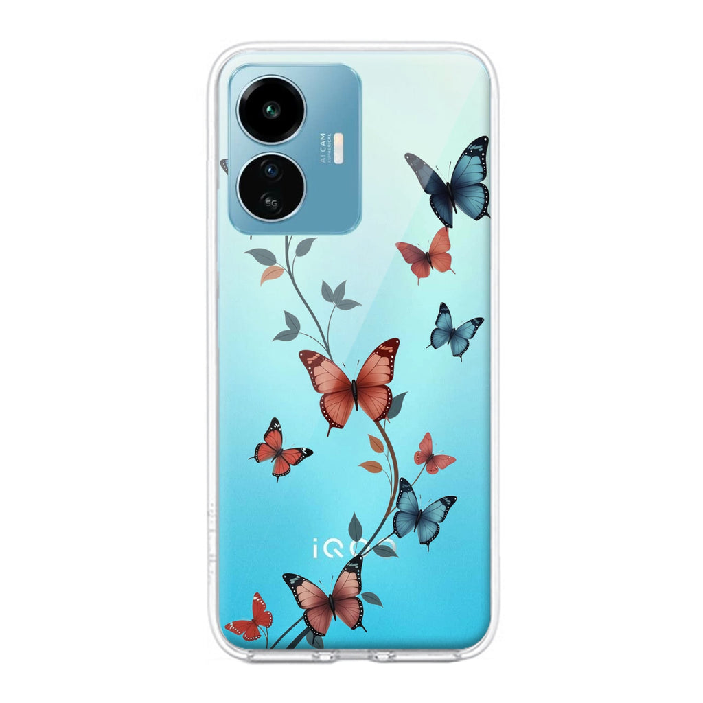 Butterfly Floral Design Transparent Silicon Case For iQOO Z6 Lite 5G