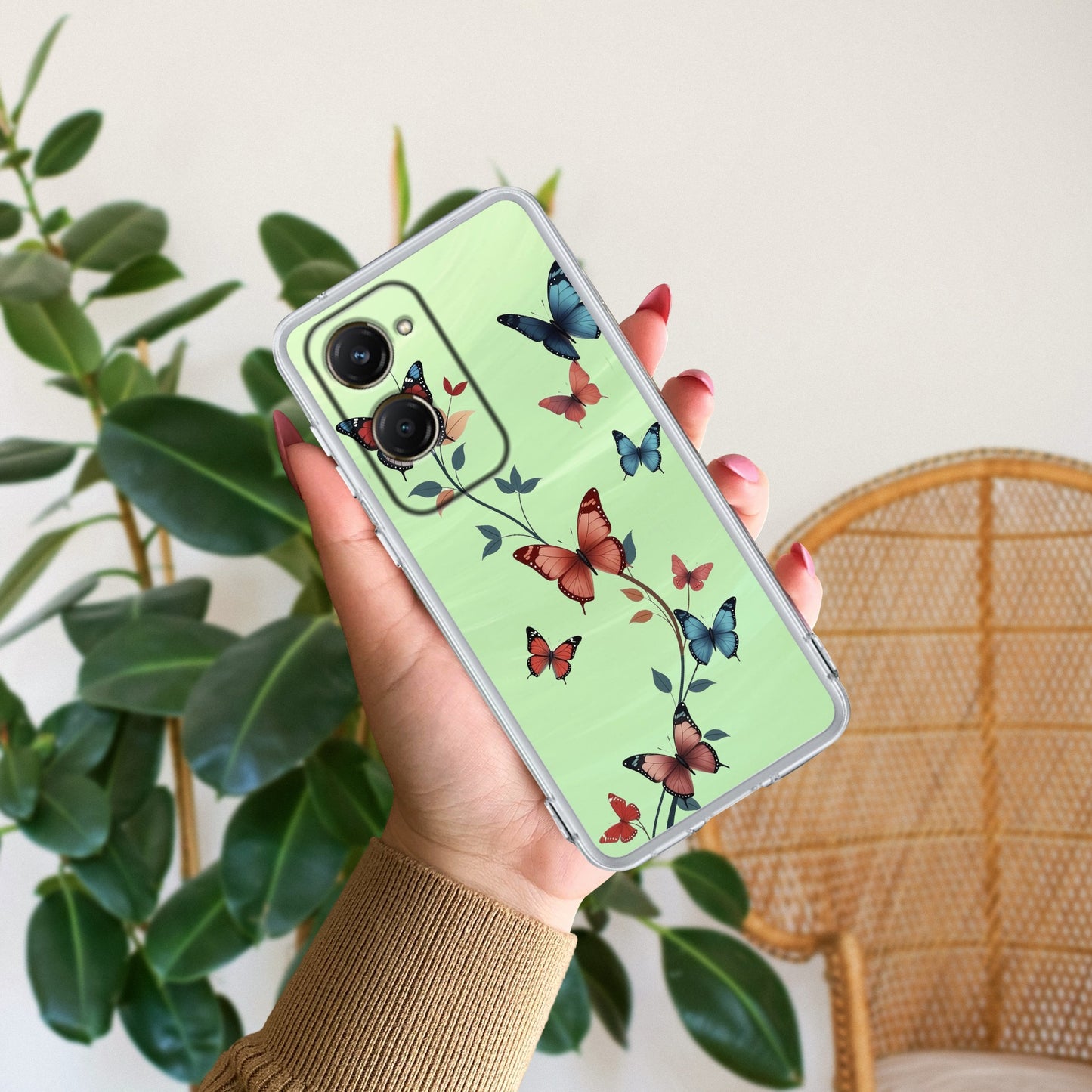 Butterfly Floral Design Transparent Silicon Case For iQOO