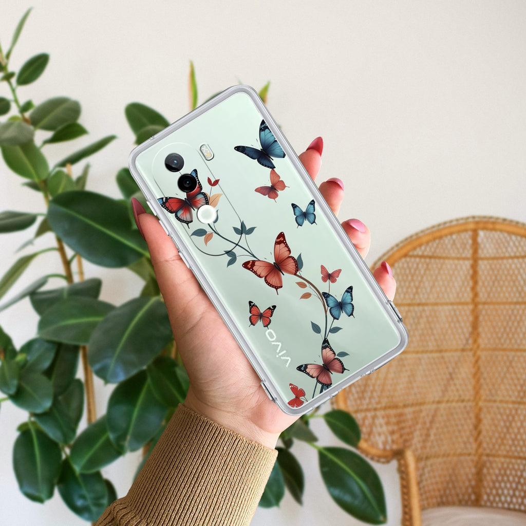 Butterfly Floral Design Anti Yellow Case For Vivo V40e 5G