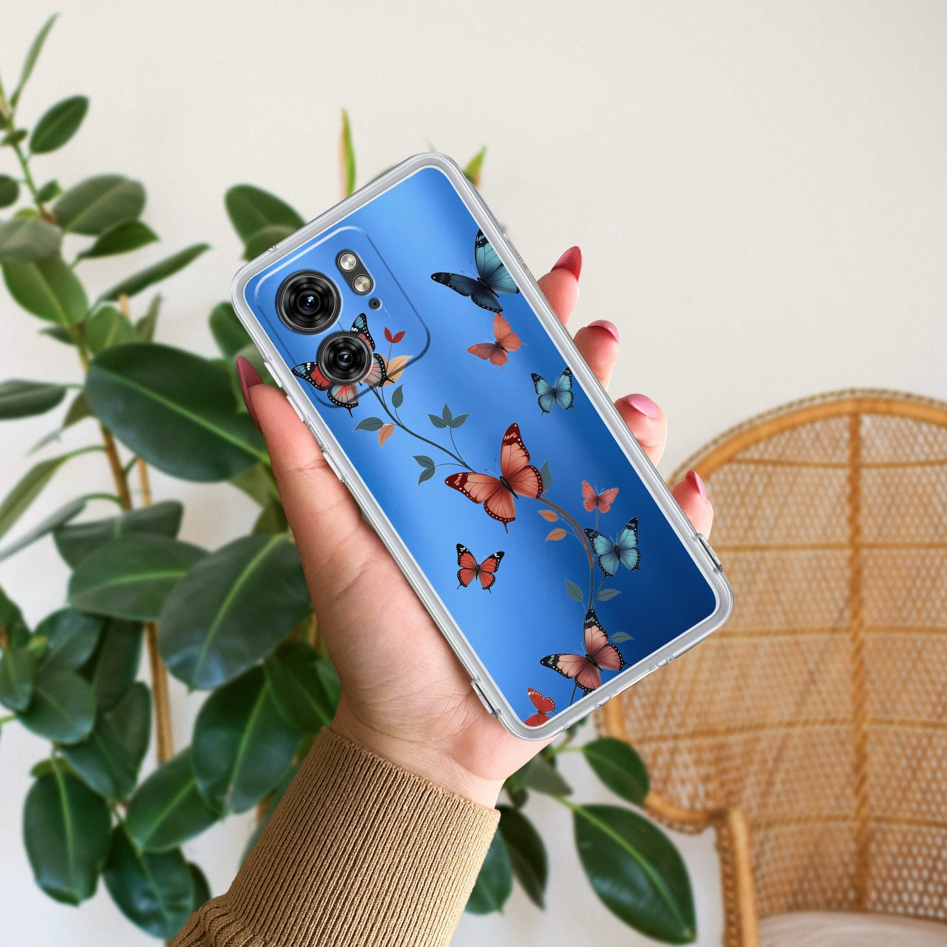 Butterfly Floral Design Anti Yellow Case For Motorola Edge 40 5G