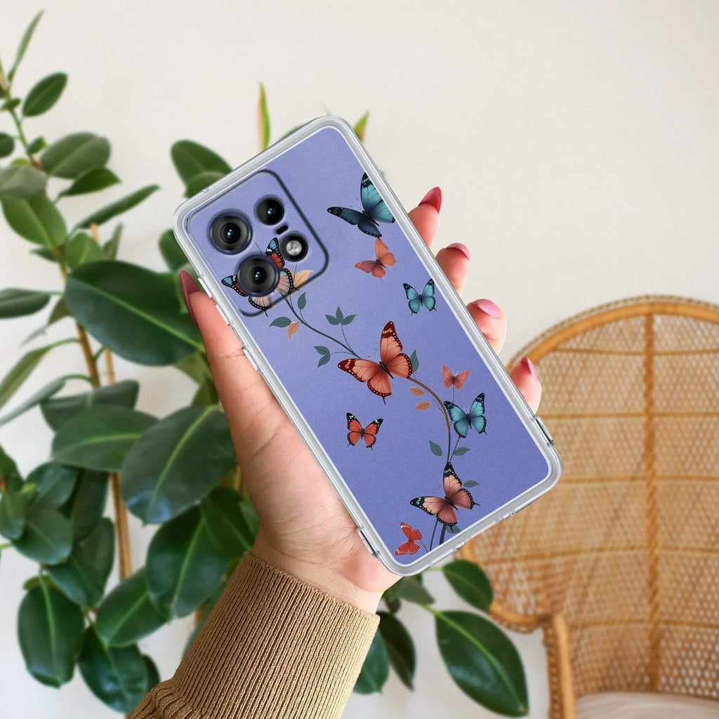 Butterfly Floral Design Anti Yellow Case For Motorola Edge 50 Pro