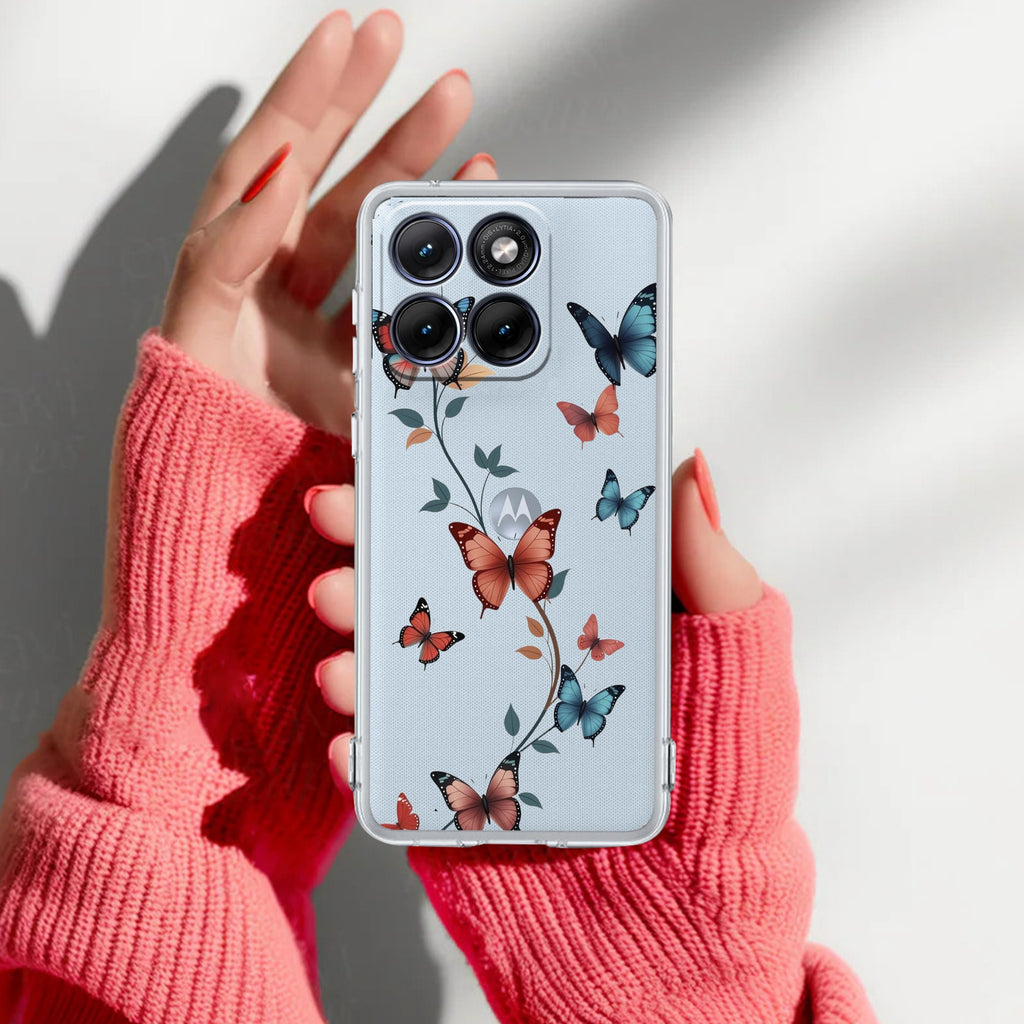 Butterfly Floral Design Anti Yellow Case For Motorola G67 Power 5G