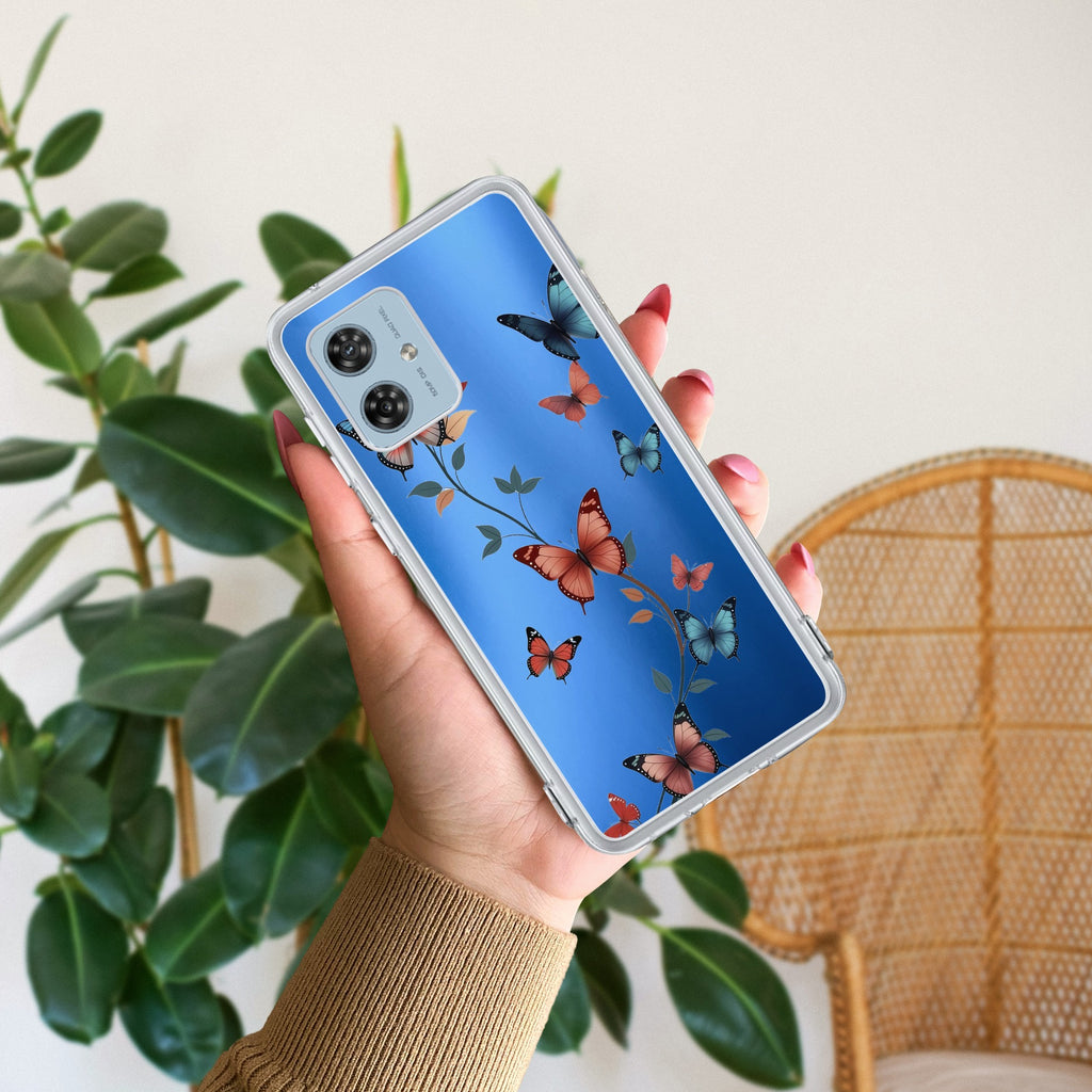 Butterfly Floral Design Anti Yellow Case For Motorola G54 5G