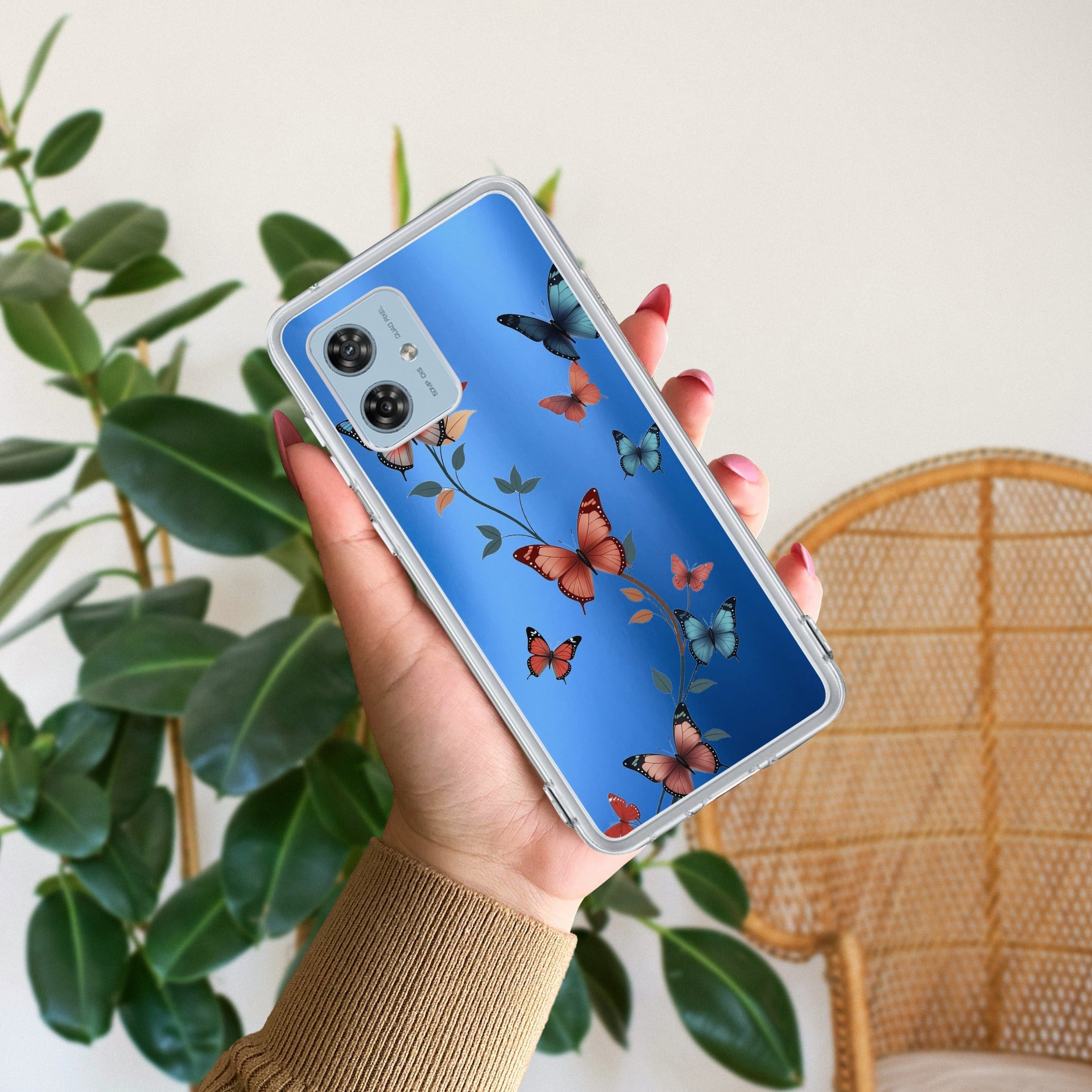 Butterfly Floral Design Anti Yellow Case For Motorola G64 5G
