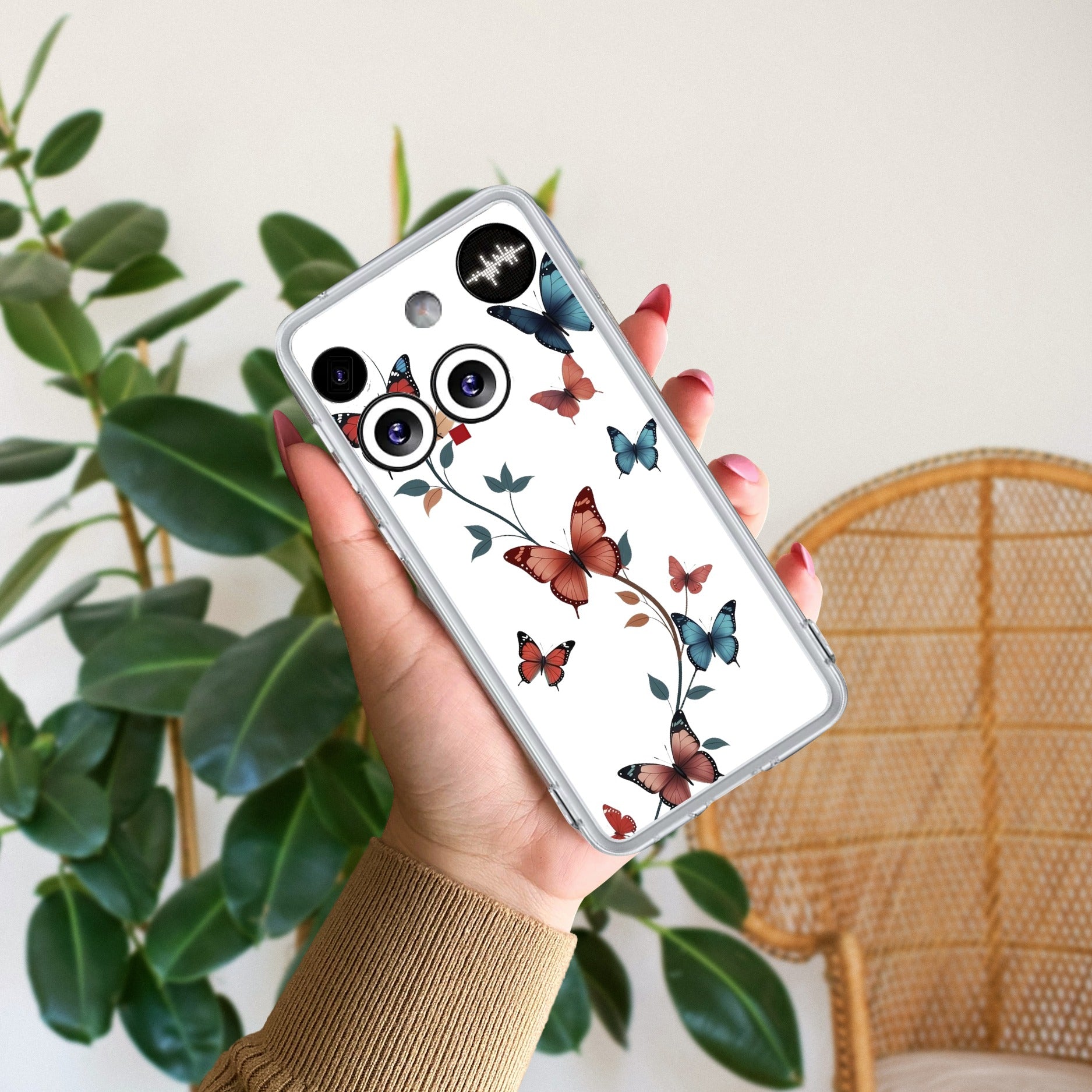 Butterfly Floral Design Anti Yellow Case For Nothing Phone 3