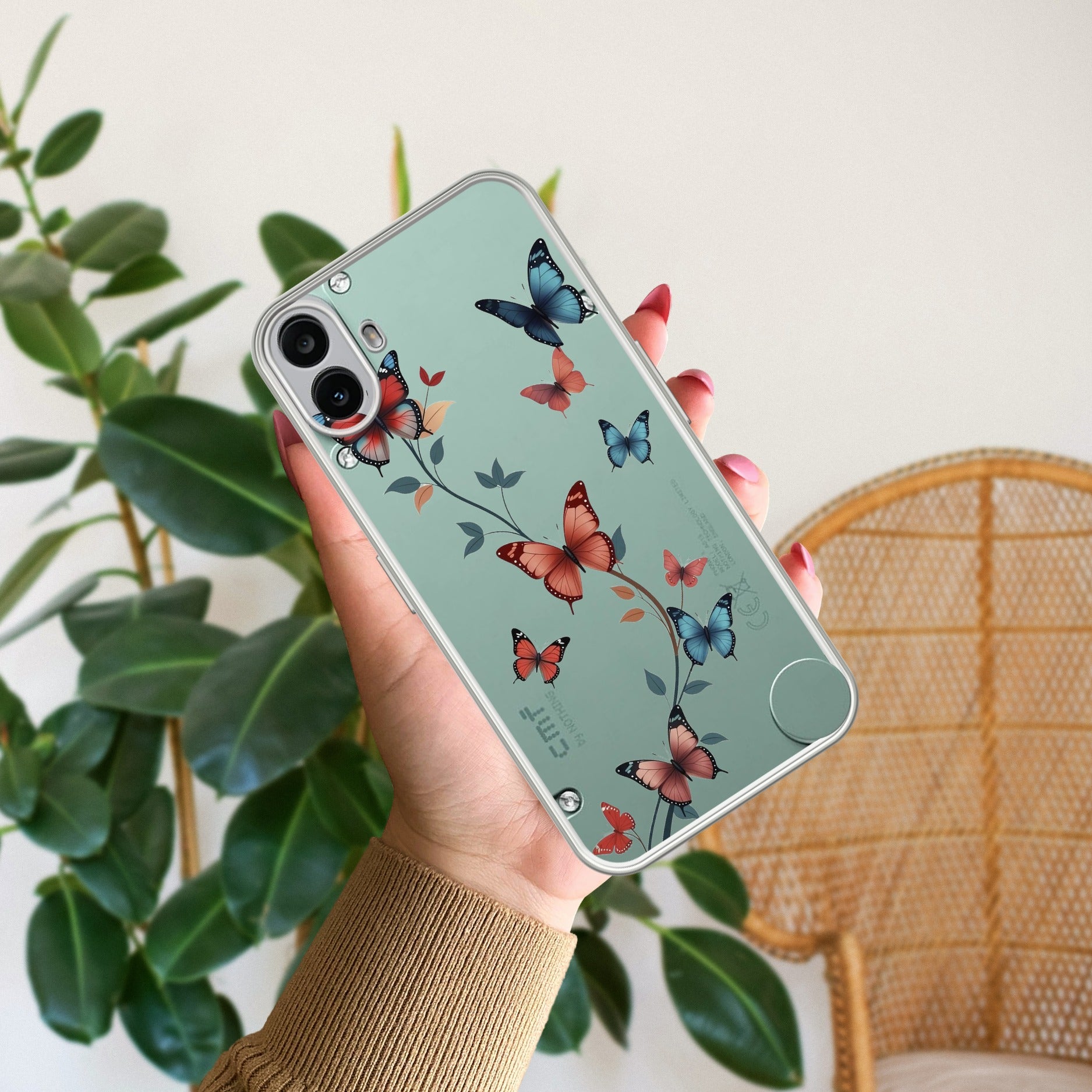 Butterfly Floral Design Transparent Silicon Case For CMF Nothing Phone 1 5G