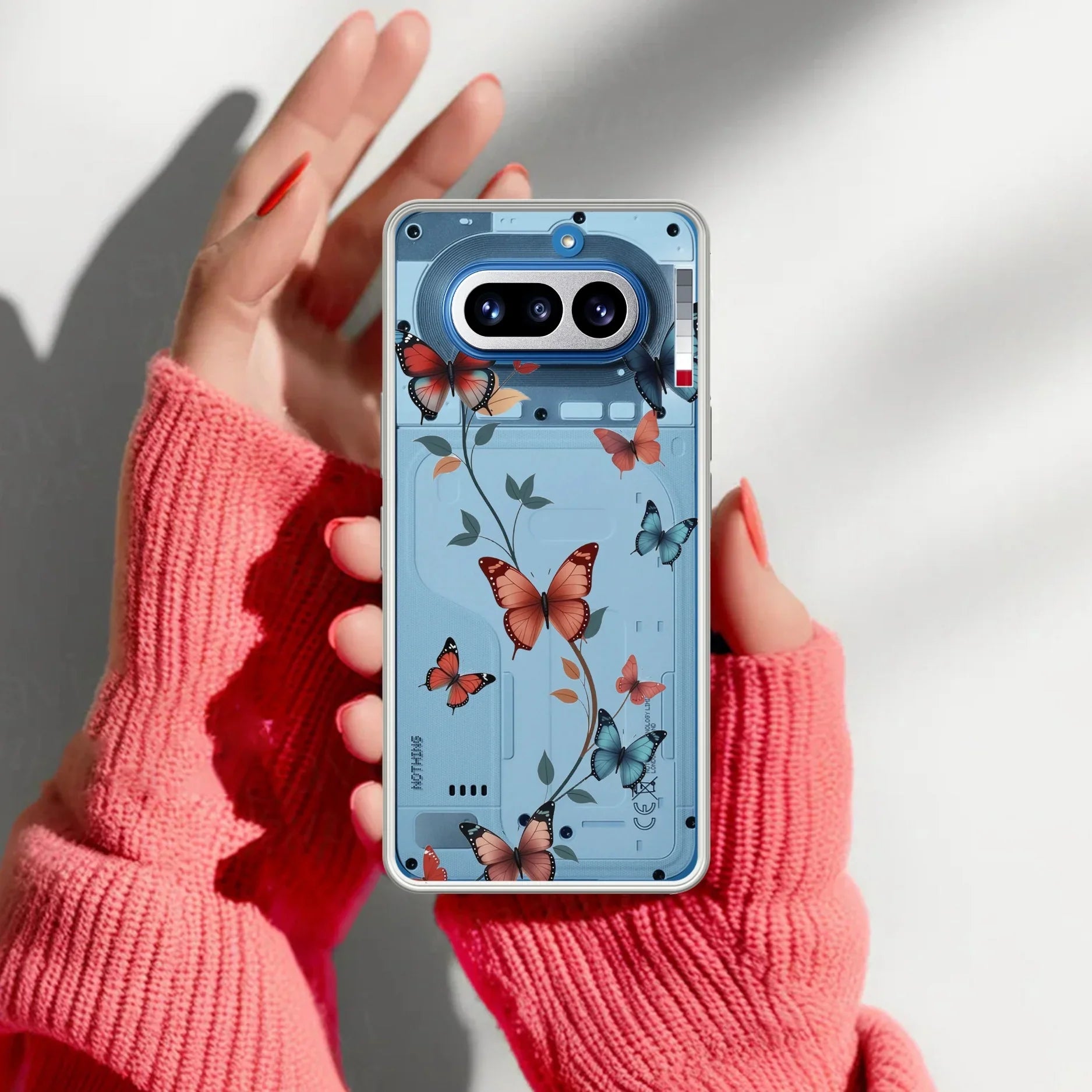 Butterfly Floral Design Transparent Silicon Case For Nothing