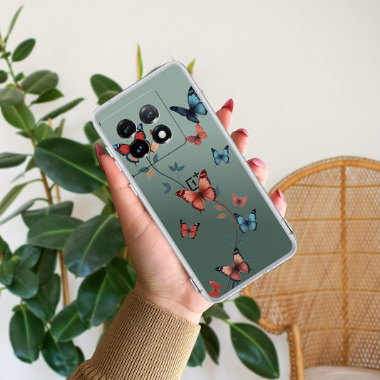 Butterfly Floral Design Transparent Silicon Case For OnePlus