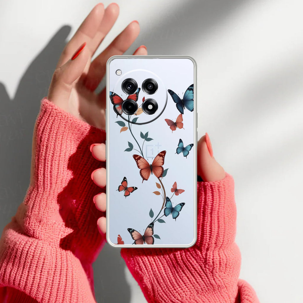 Butterfly Floral Design Anti Yellow Case For OnePlus 12R 5G