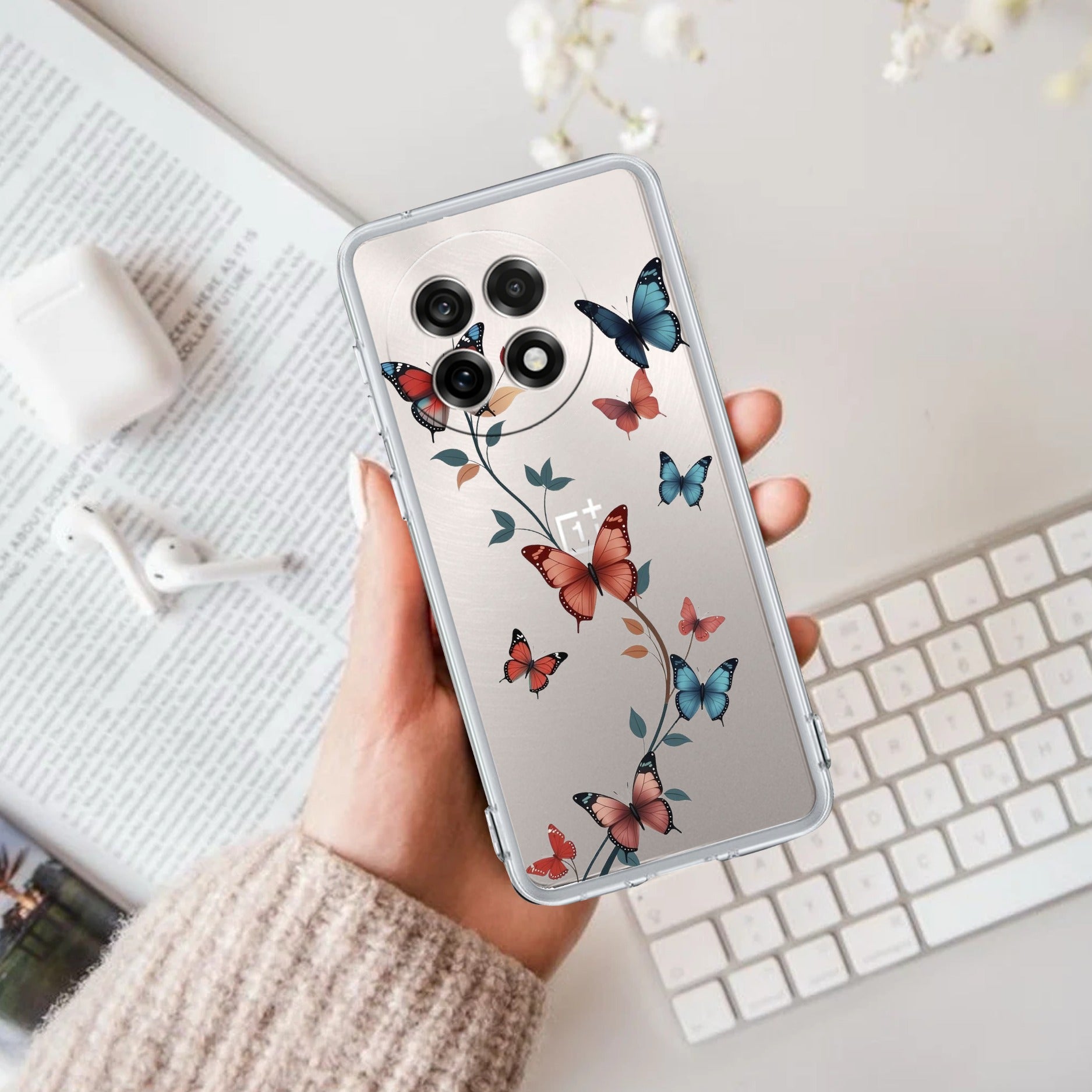 Butterfly Floral Design Anti Yellow Case For OnePlus 13R 5G