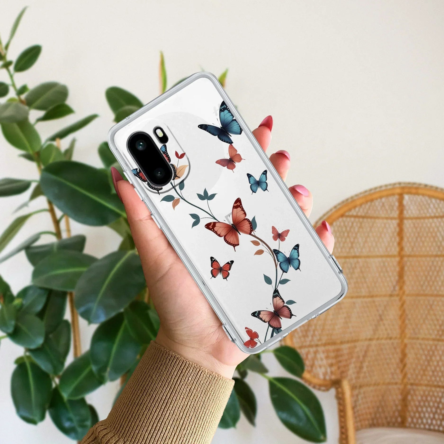 Butterfly Floral Design Transparent Silicon Case For OnePlus