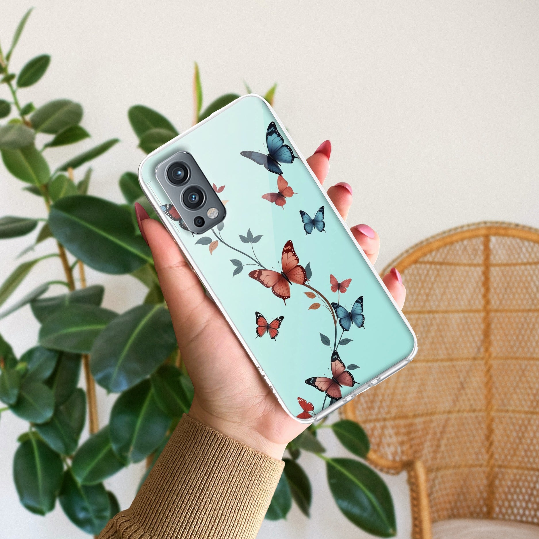 Butterfly Floral Design Anti Yellow Case For OnePlus Nord 2 5G