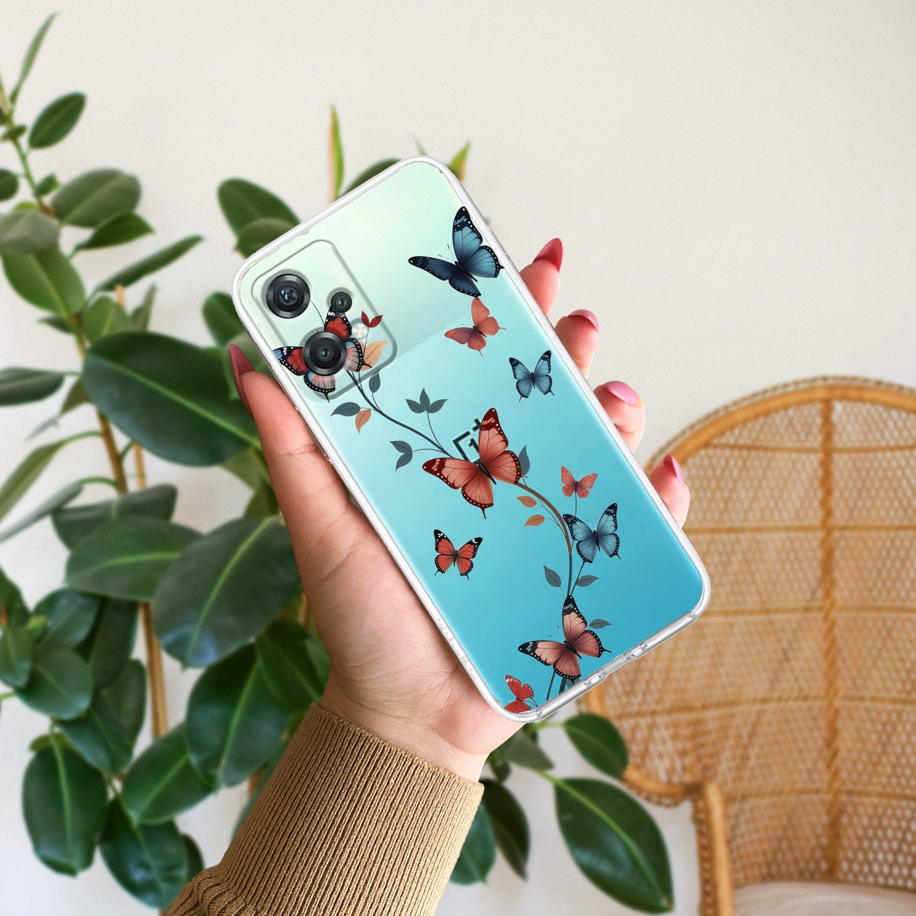 Butterfly Floral Design Transparent Silicon Case For OnePlus