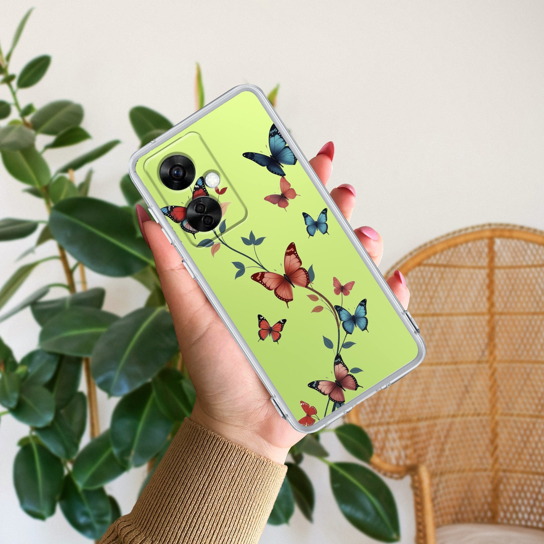 Butterfly Floral Design Transparent Silicon Case For OnePlus