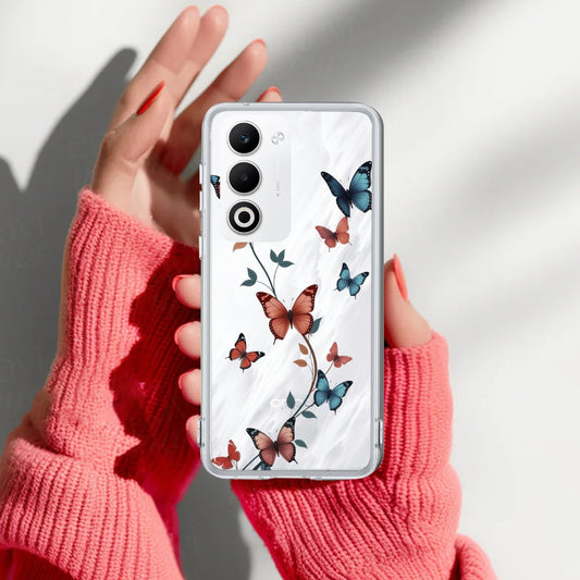 Butterfly Floral Design Transparent Silicon Case For Oppo