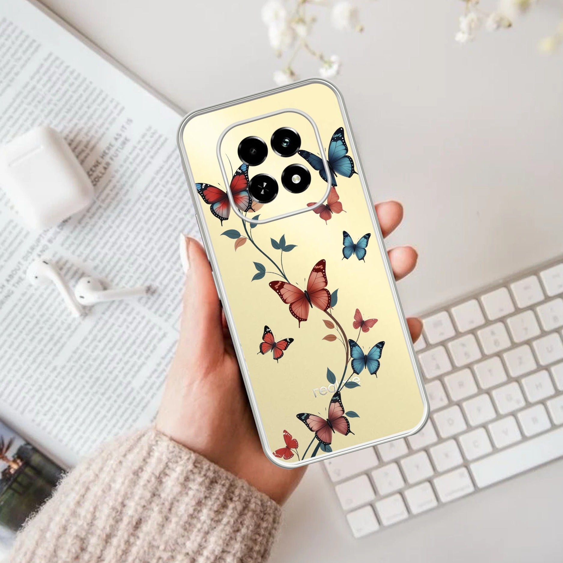 Butterfly Floral Design Anti Yellow Case For Oppo F29 5G