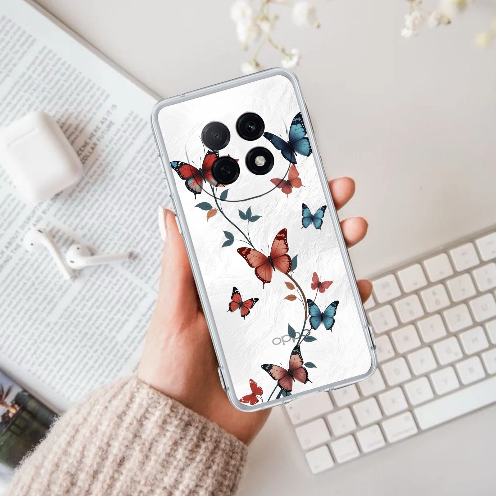 Butterfly Floral Design Anti Yellow Case For Oppo F29 Pro 5G