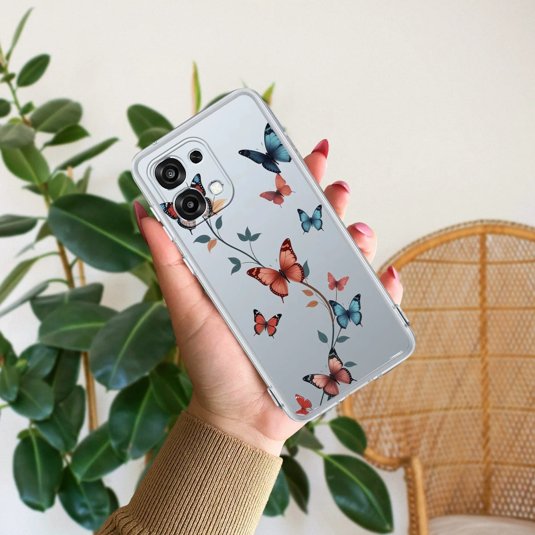 Butterfly Floral Design Transparent Silicon Case For Oppo - ShopOnCliQ