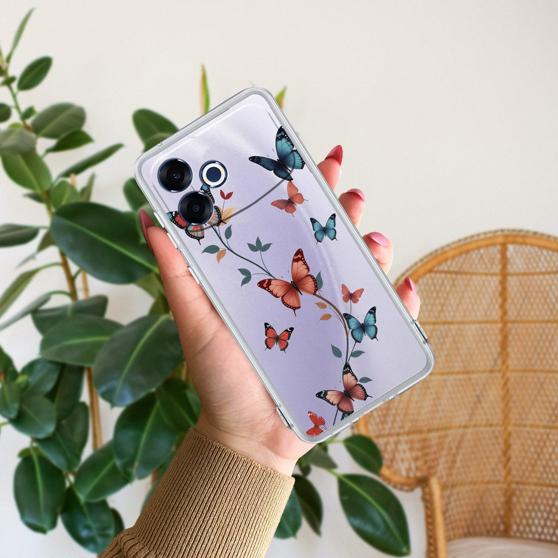 Butterfly Floral Design Transparent Silicon Case For Oppo F33 Pro 5G