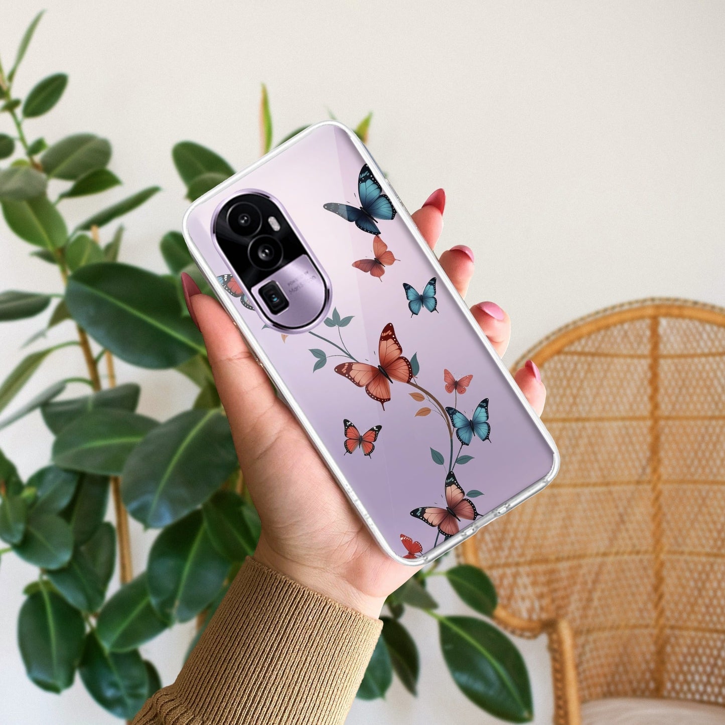 Butterfly Floral Design Transparent Silicon Case For Oppo