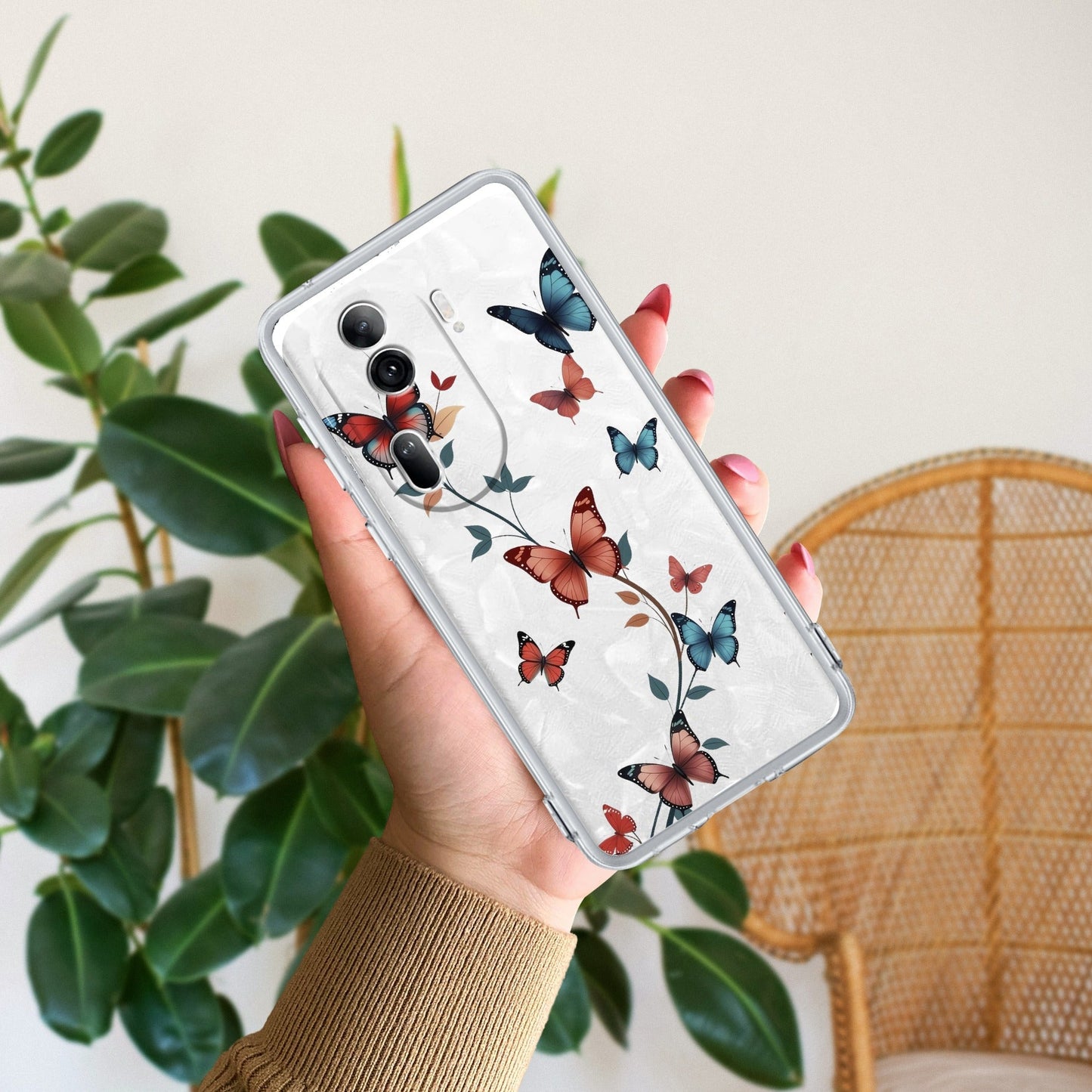 Butterfly Floral Design Transparent Silicon Case For Oppo
