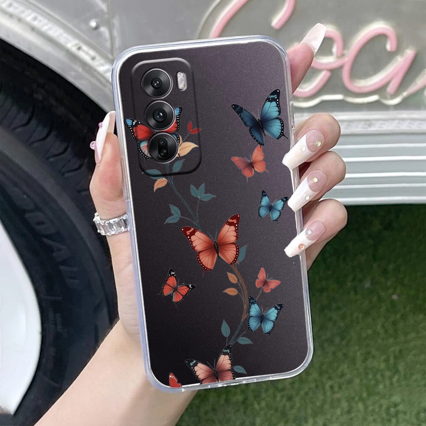 Butterfly Floral Design Transparent Silicon Case For Oppo