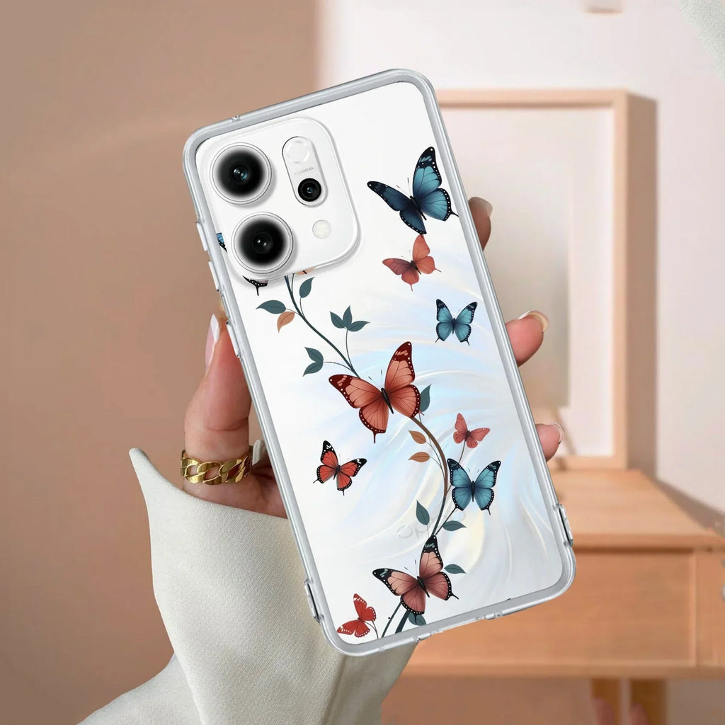 Butterfly Floral Design Anti Yellow Case For OPPO Reno 14 Pro 5G