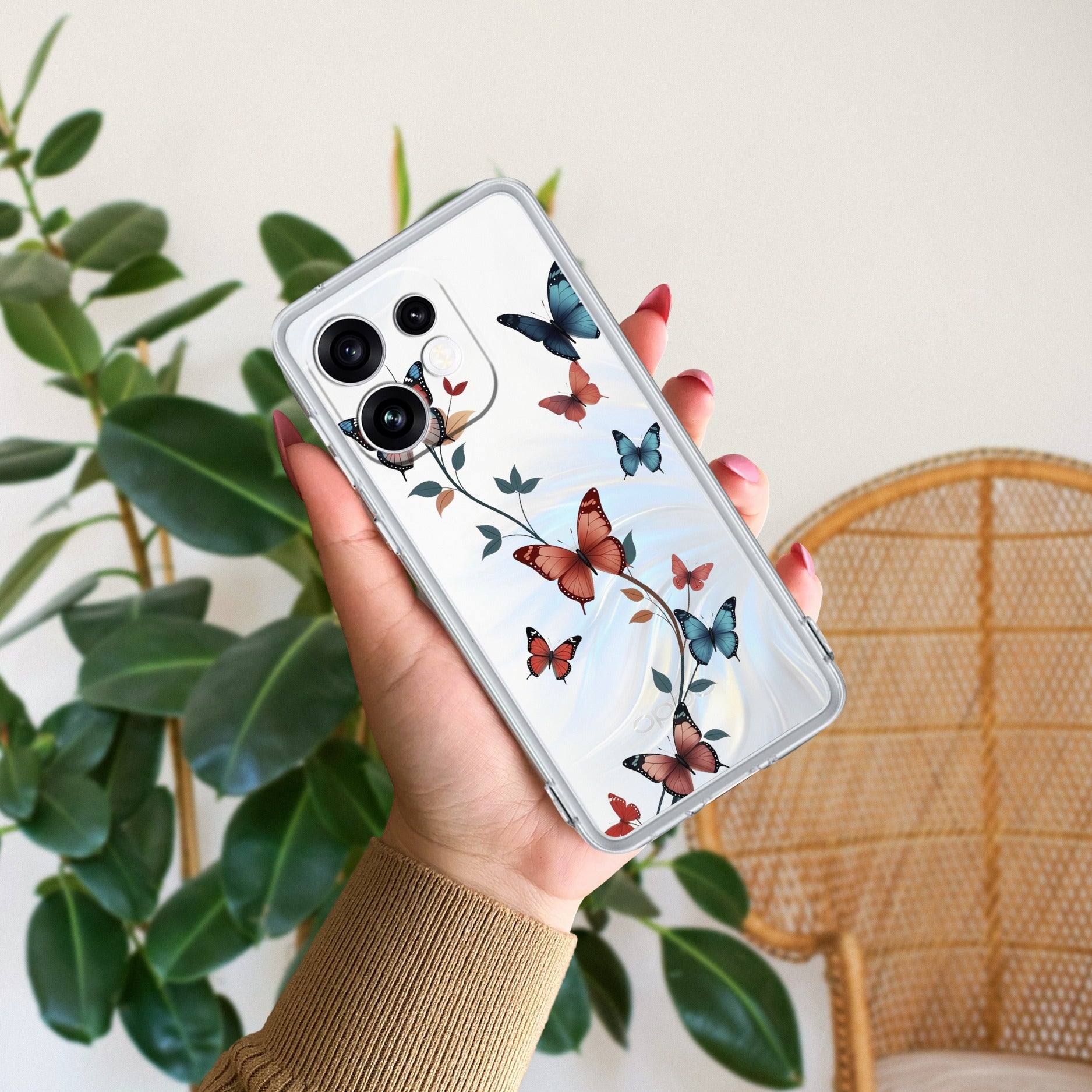 Butterfly Floral Design Anti Yellow Case For Oppo Reno 16 5G