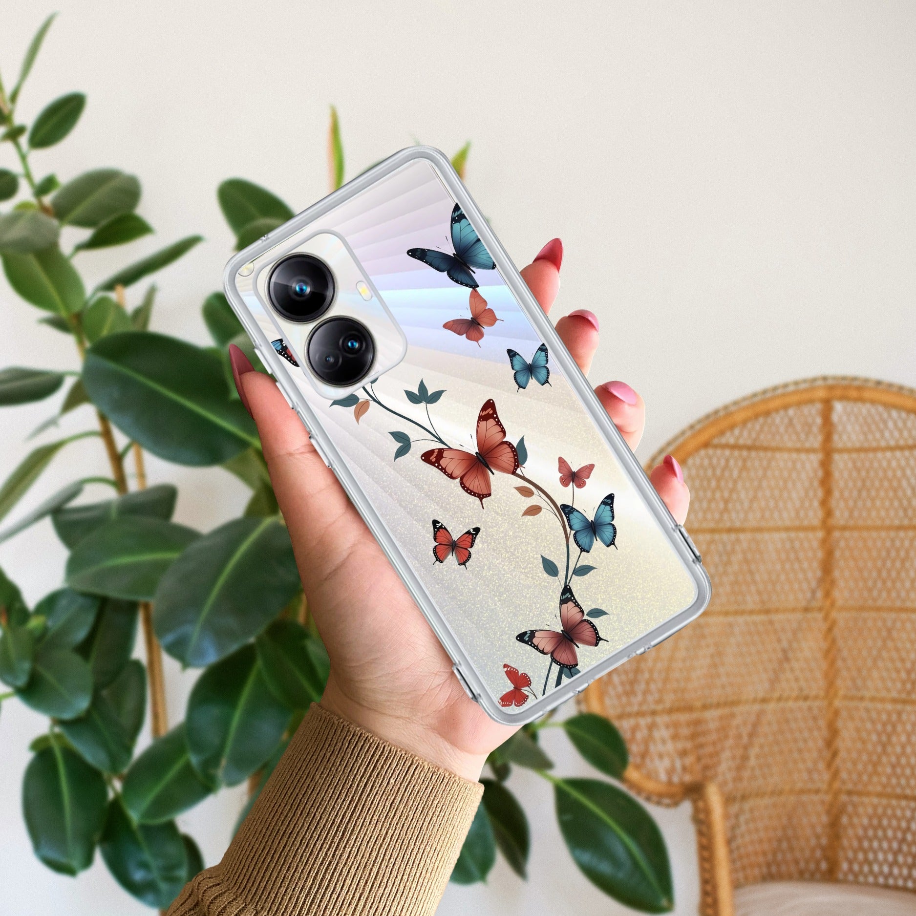 Butterfly Floral Design Anti Yelllow Case For Realme 10 Pro Plus 5G