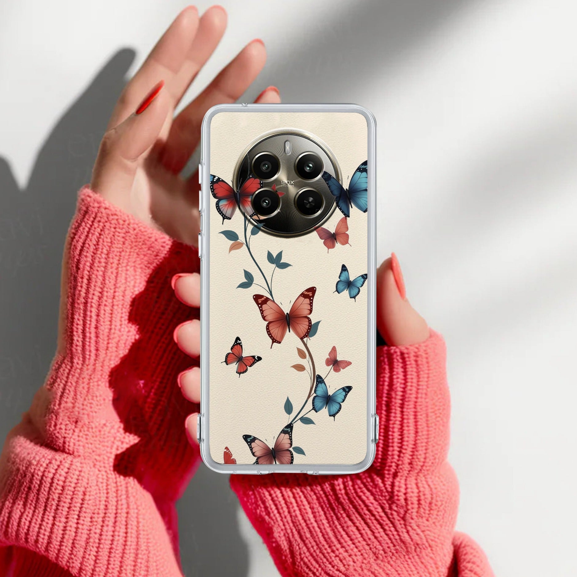 Butterfly Floral Design Transparent Silicon Case For Realme P1 5G
