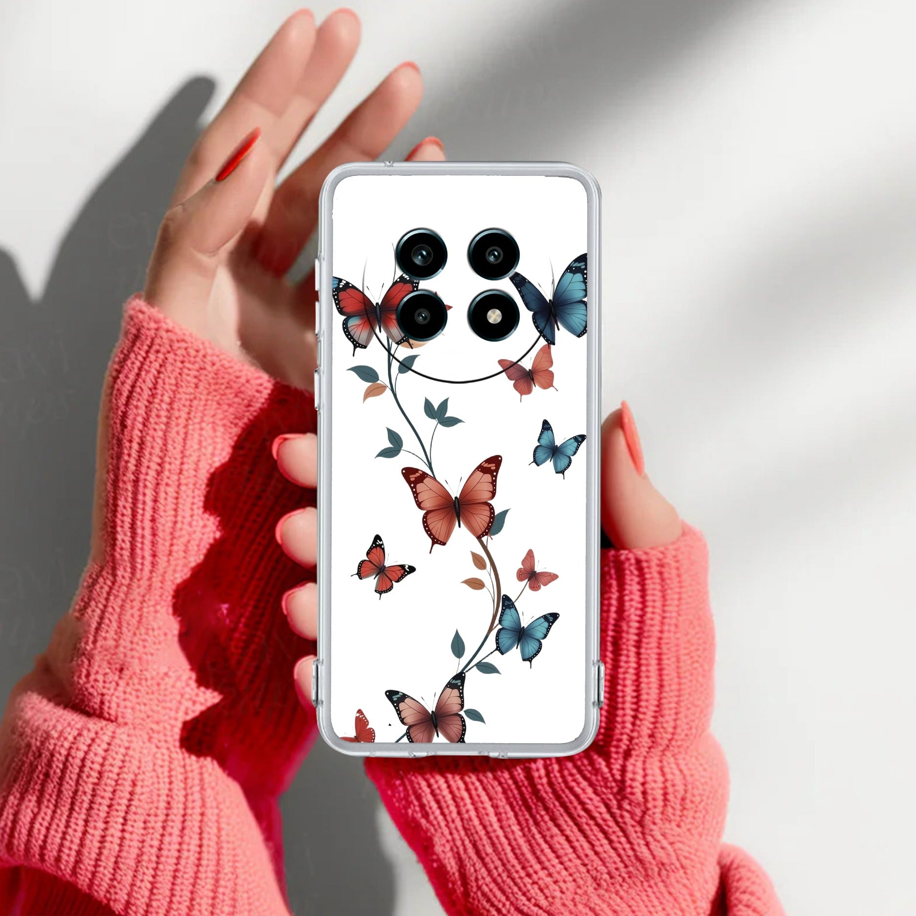 Butterfly Floral Design Transparent Silicon Case For Realme 14 Pro Lite 5G