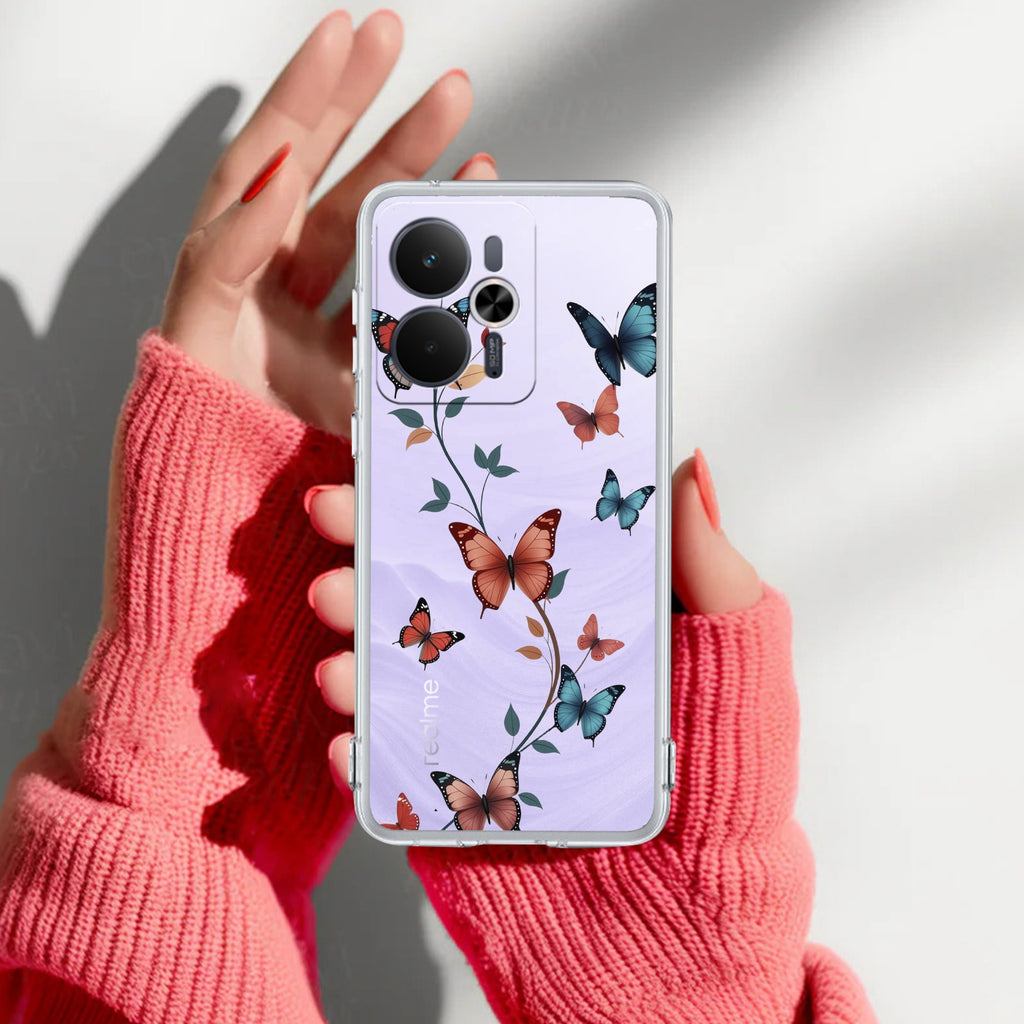 Butterfly Floral Design Anti Yelllow Case For Realme 14T 5G