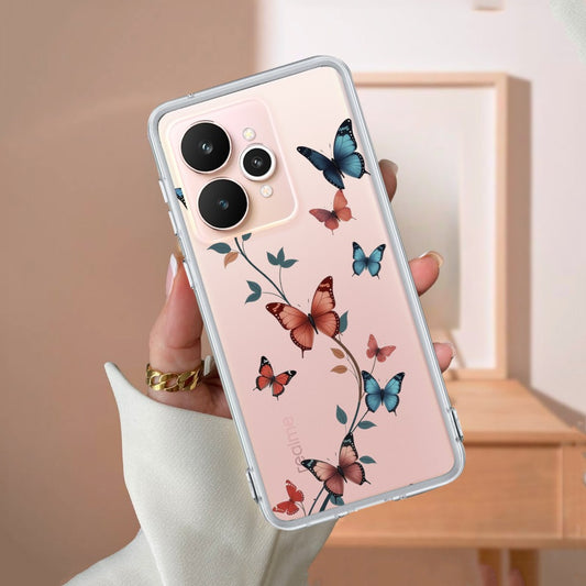 Butterfly Floral Design Transparent Silicon Case For Realme/Narzo