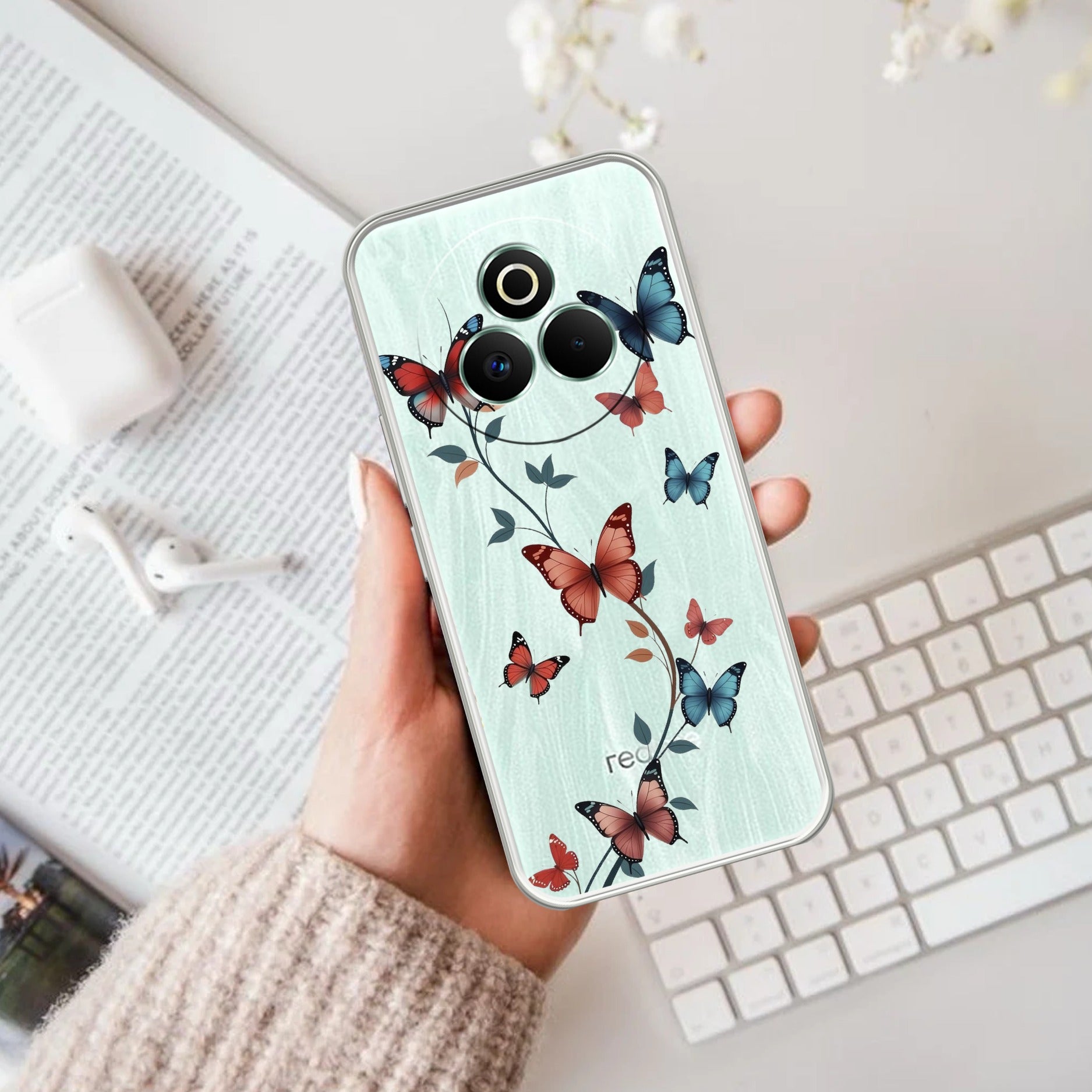 Butterfly Floral Design Anti Yelllow Case For Realme P3 Pro 5G