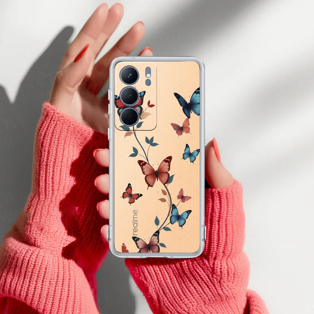 Butterfly Floral Design Anti Yelllow Case For Realme P3x 5G