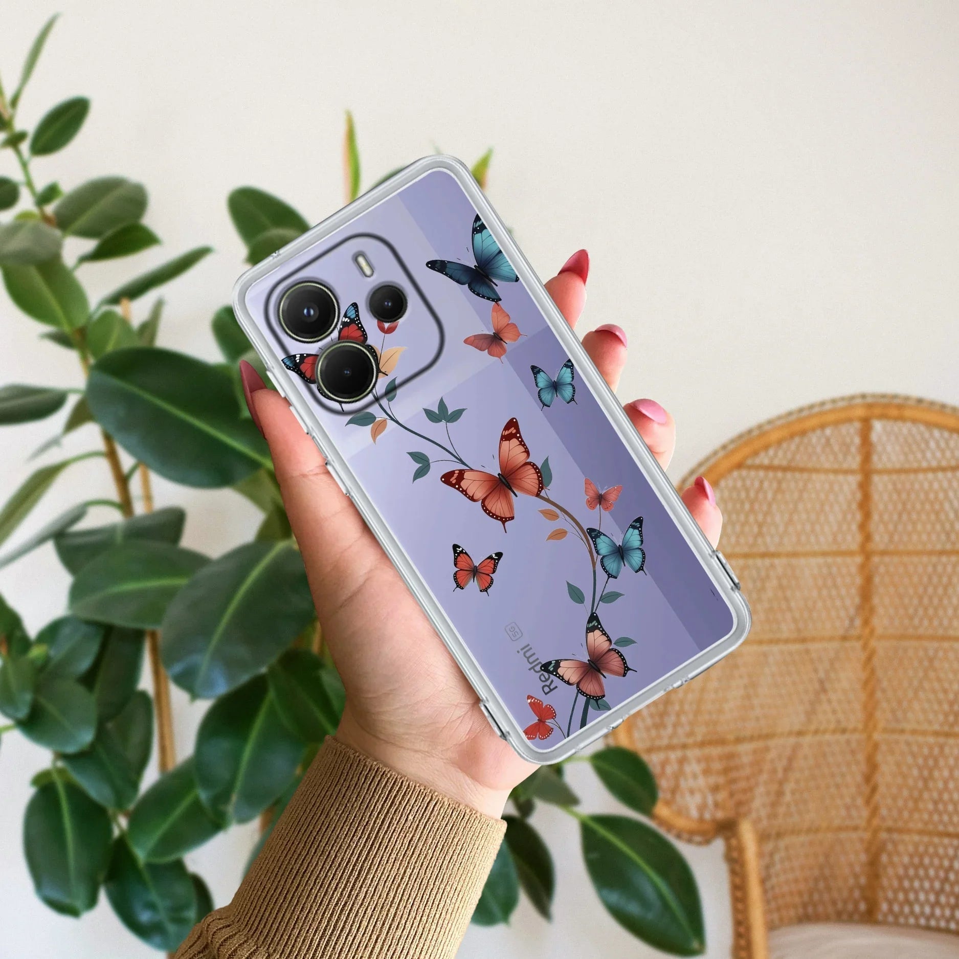 Butterfly Floral Design Transparent Silicon Case For Redmi/Xiaomi - ShopOnCliQ