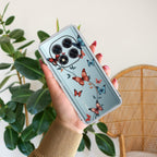 Butterfly Floral Design Transparent Silicon Case For Redmi Note 14 Pro Plus 5G