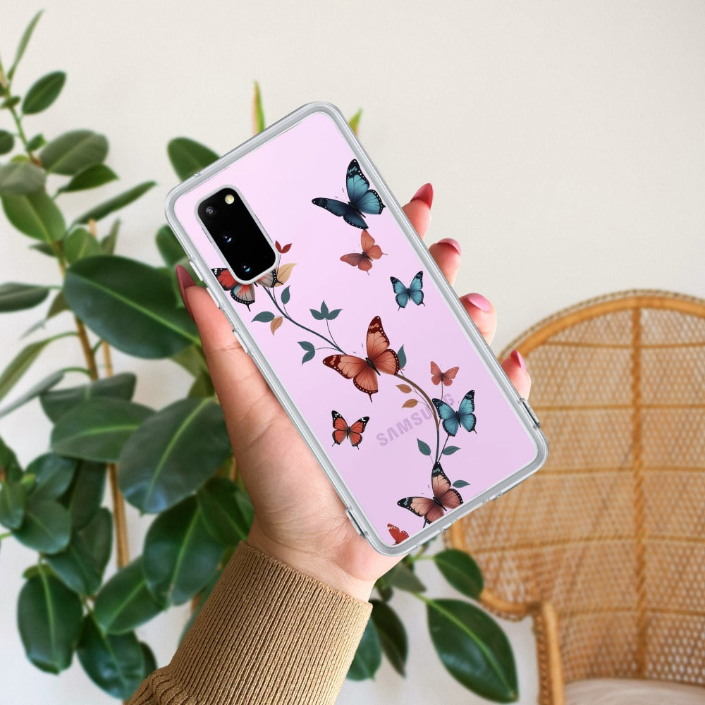 Butterfly Floral Design Transparent Silicon Case For Samsung