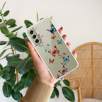 Butterfly Floral Design Transparent Silicon Case For Samsung Galaxy S24 Plus 5G