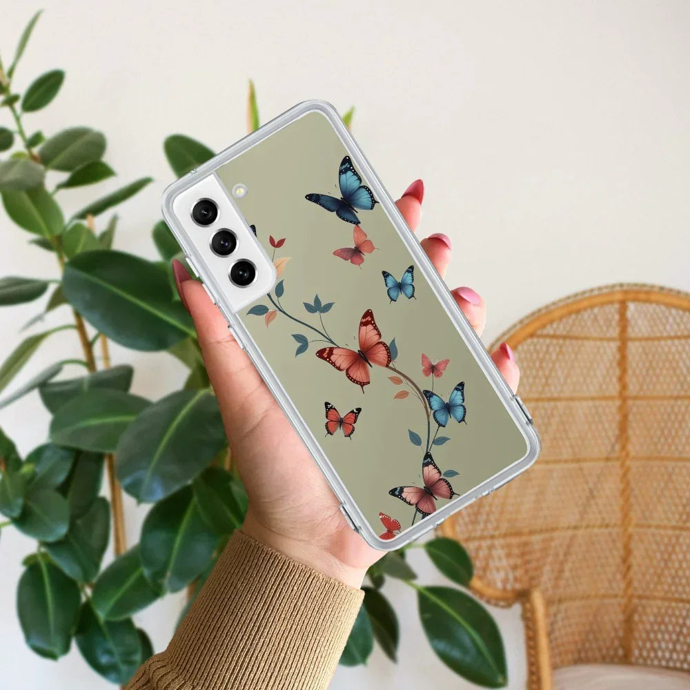 Butterfly Floral Design Anti Yellow Case For Samsung Galaxy S22 Plus 5G