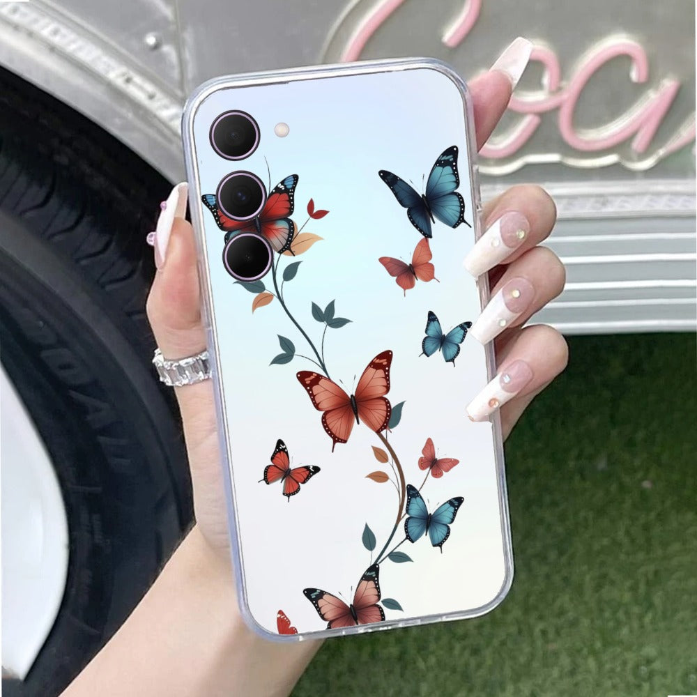 Butterfly Floral Design Transparent Silicon Case For Samsung