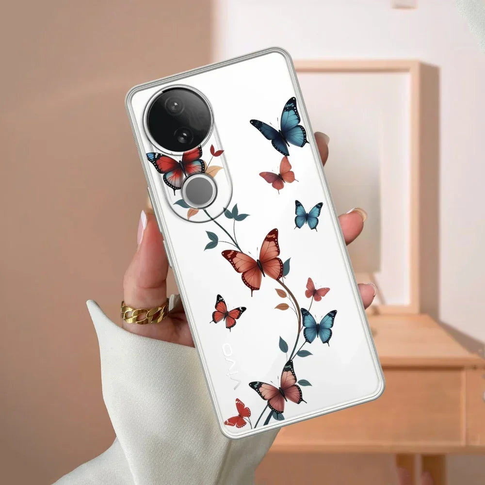 Butterfly Floral Design Transparent Silicon Case For Vivo Y18 / Y18i