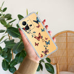 Butterfly Floral Design Transparent Silicon Case For Vivo V25