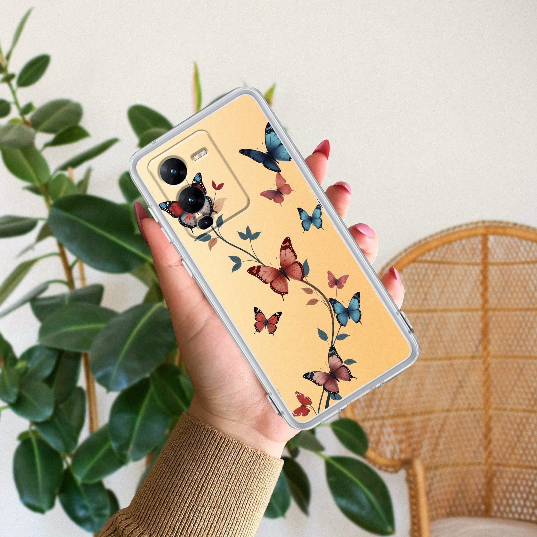 Butterfly Floral Design Anti Yellow Case For Vivo V25 Pro 5G