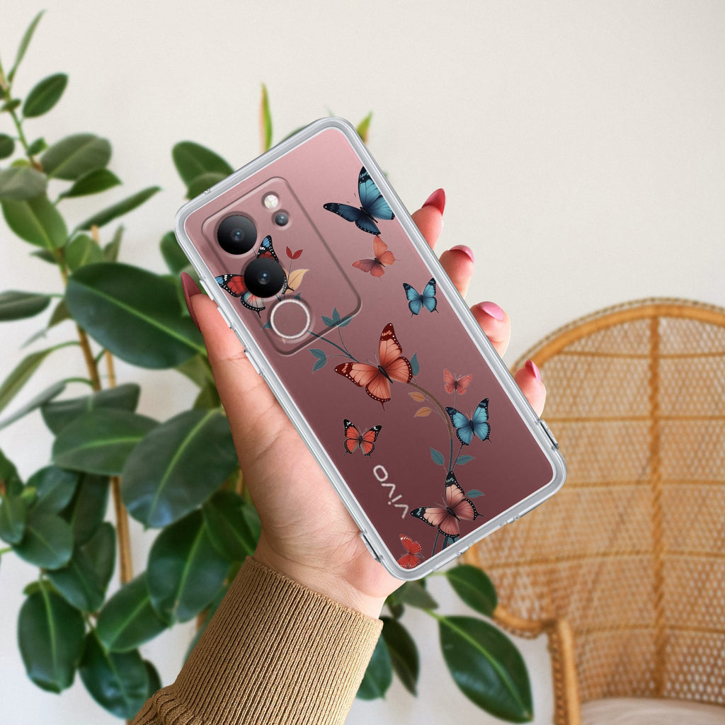 Butterfly Floral Design Anti Yellow Case For Vivo V29 Pro 5G