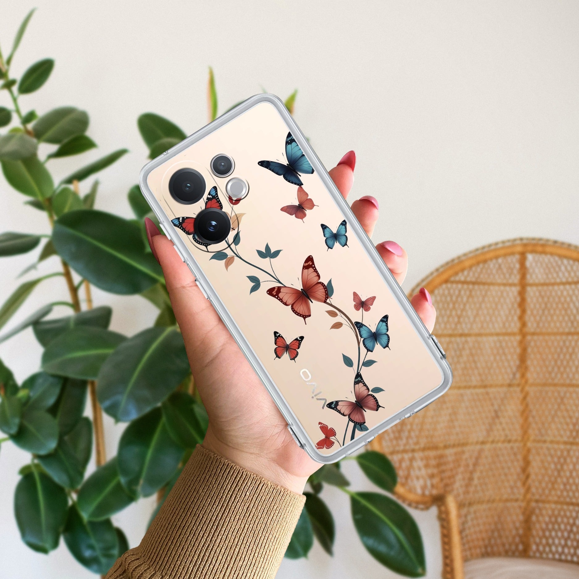 Butterfly Floral Design Anti Yellow Case For Vivo V60 5G